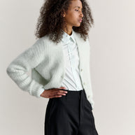 FLUFFY ALPACA CROPPED CARDIGAN