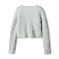 FLUFFY ALPACA CROPPED CARDIGAN