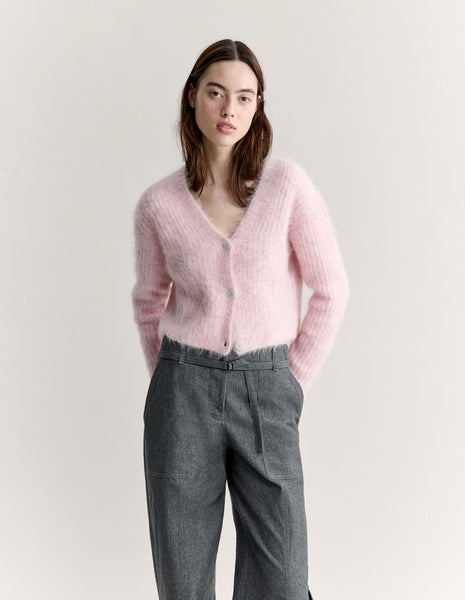 FLUFFY ALPACA CROPPED CARDIGAN