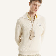 FOX HEAD COTTON RIBBED POLO JUMPER