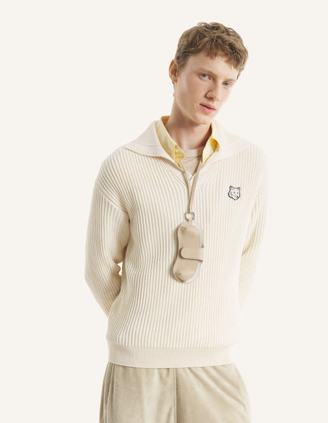 FOX HEAD COTTON RIBBED POLO JUMPER