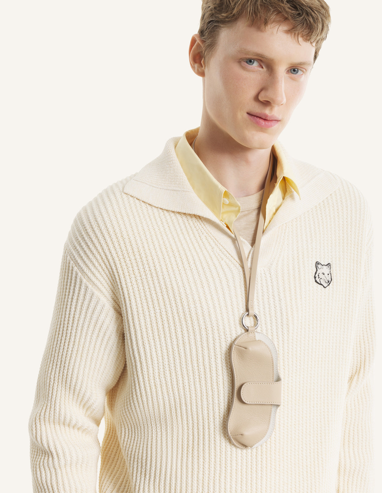 FOX HEAD COTTON RIBBED POLO JUMPER