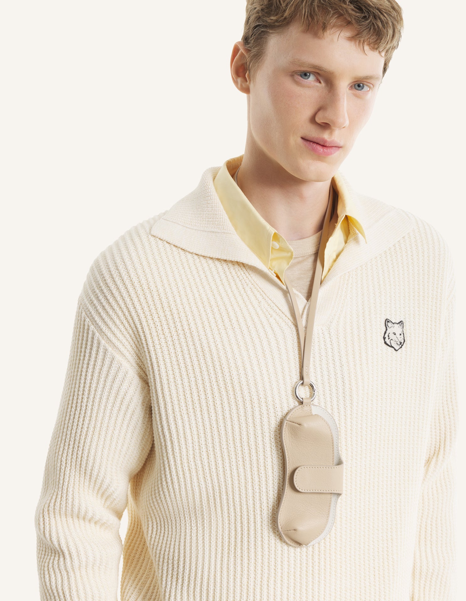 FOX HEAD COTTON RIBBED POLO JUMPER