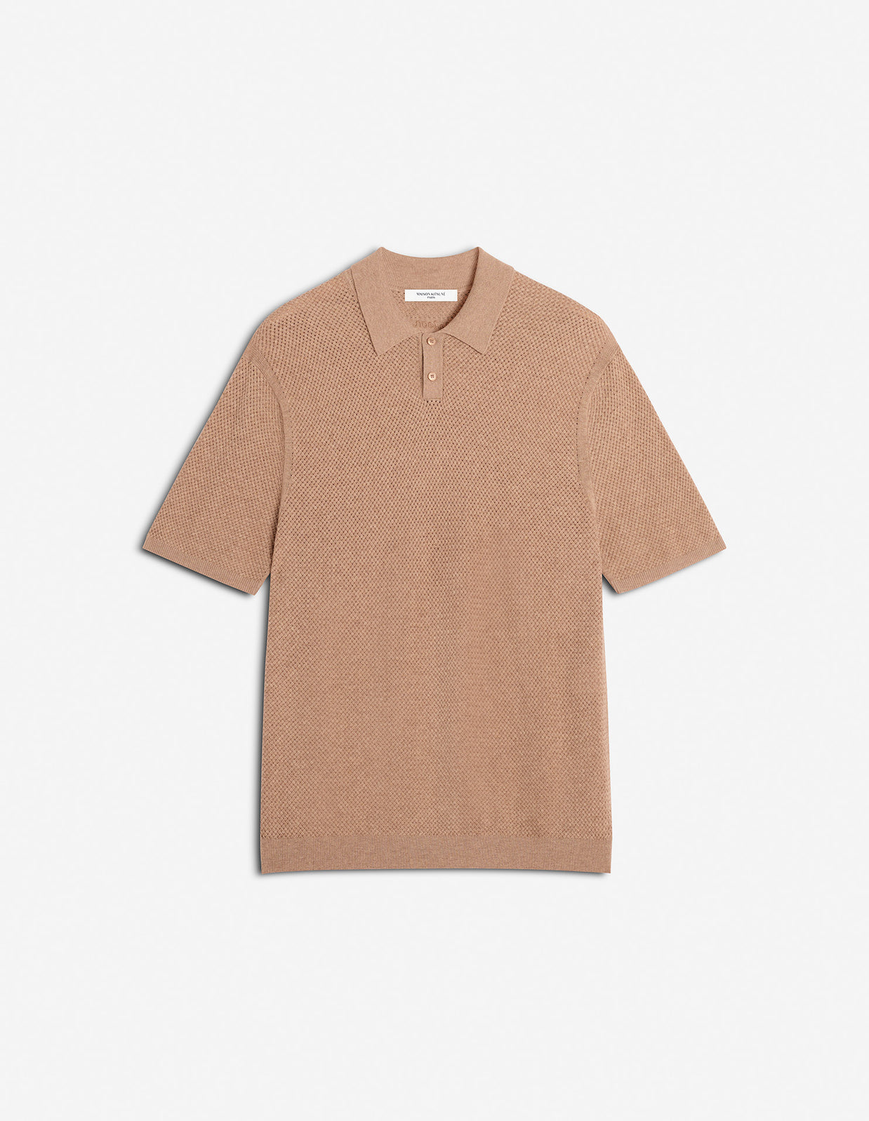 TEXTURED MERINO COTTON SHORT SLEEVE POLO