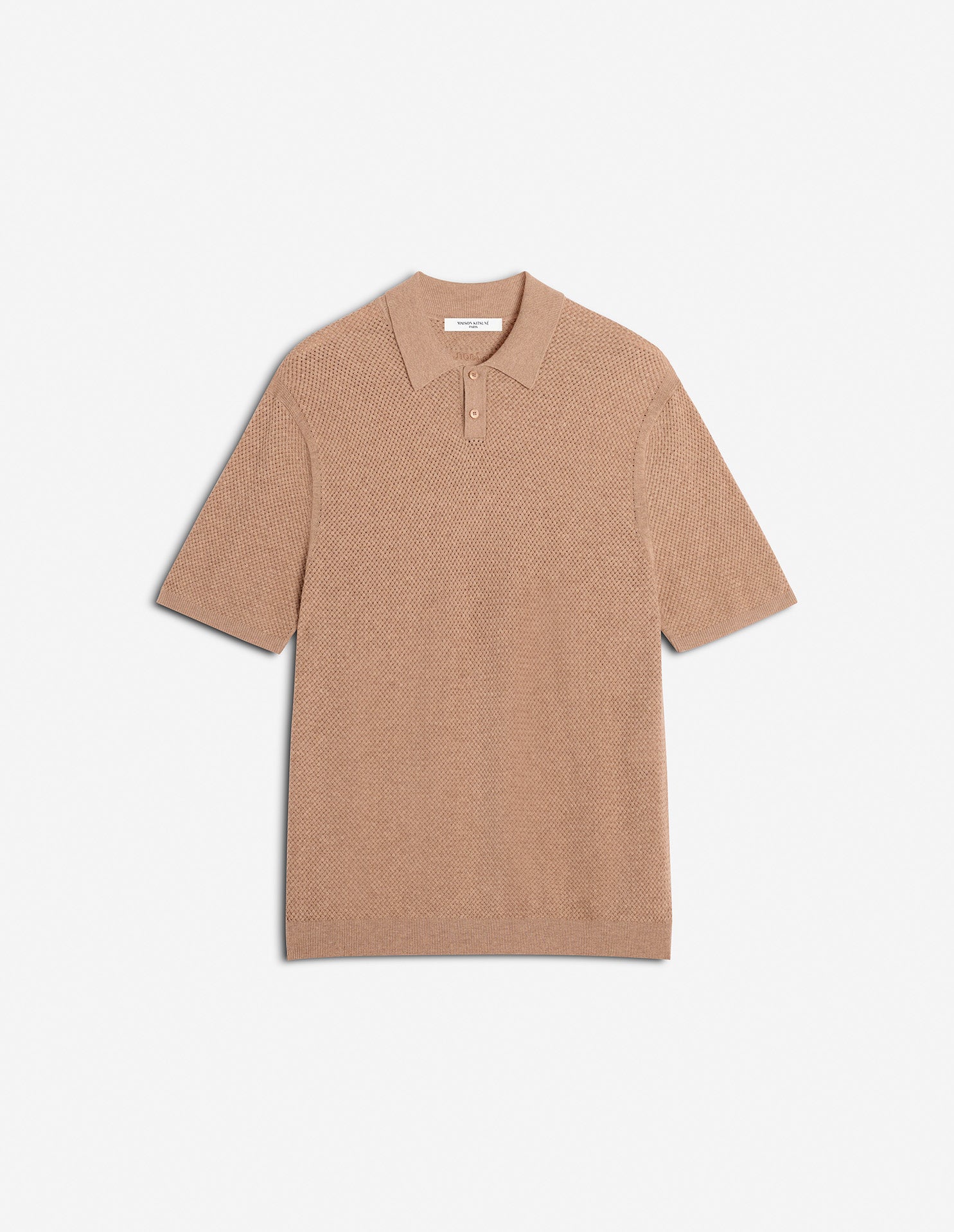 TEXTURED MERINO COTTON SHORT SLEEVE POLO