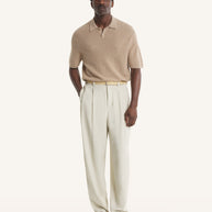 TEXTURED MERINO COTTON SHORT SLEEVE POLO