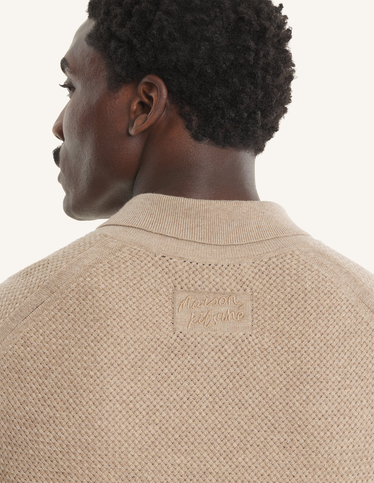 TEXTURED MERINO COTTON SHORT SLEEVE POLO
