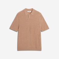 TEXTURED MERINO COTTON SHORT SLEEVE POLO