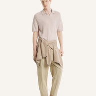 TEXTURED MERINO COTTON SHORT SLEEVE POLO