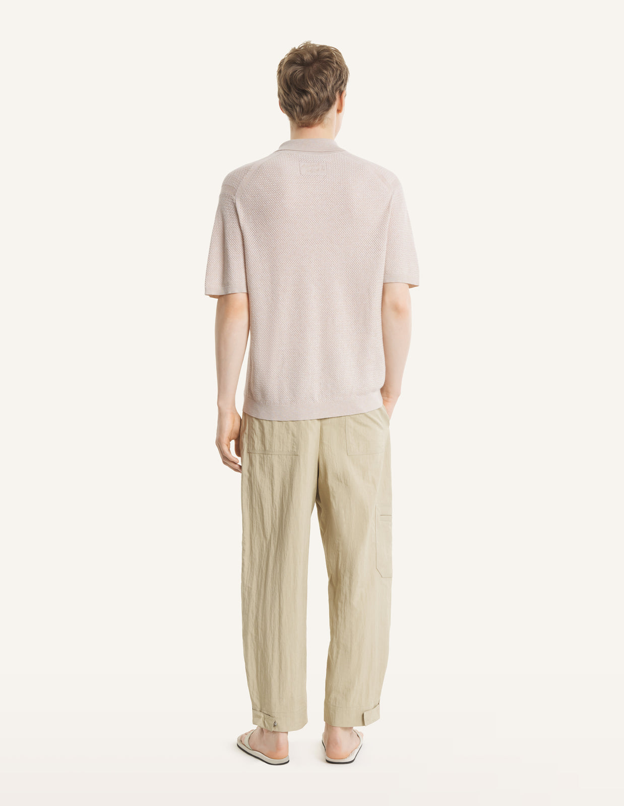 TEXTURED MERINO COTTON SHORT SLEEVE POLO