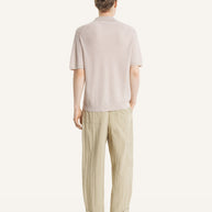 TEXTURED MERINO COTTON SHORT SLEEVE POLO
