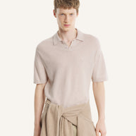 TEXTURED MERINO COTTON SHORT SLEEVE POLO