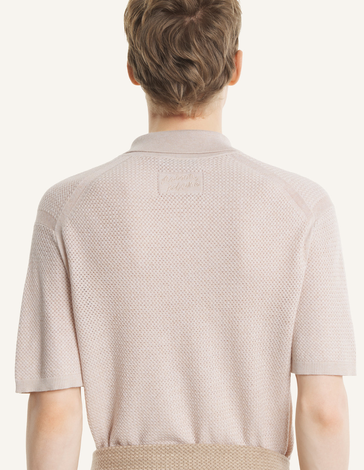 TEXTURED MERINO COTTON SHORT SLEEVE POLO