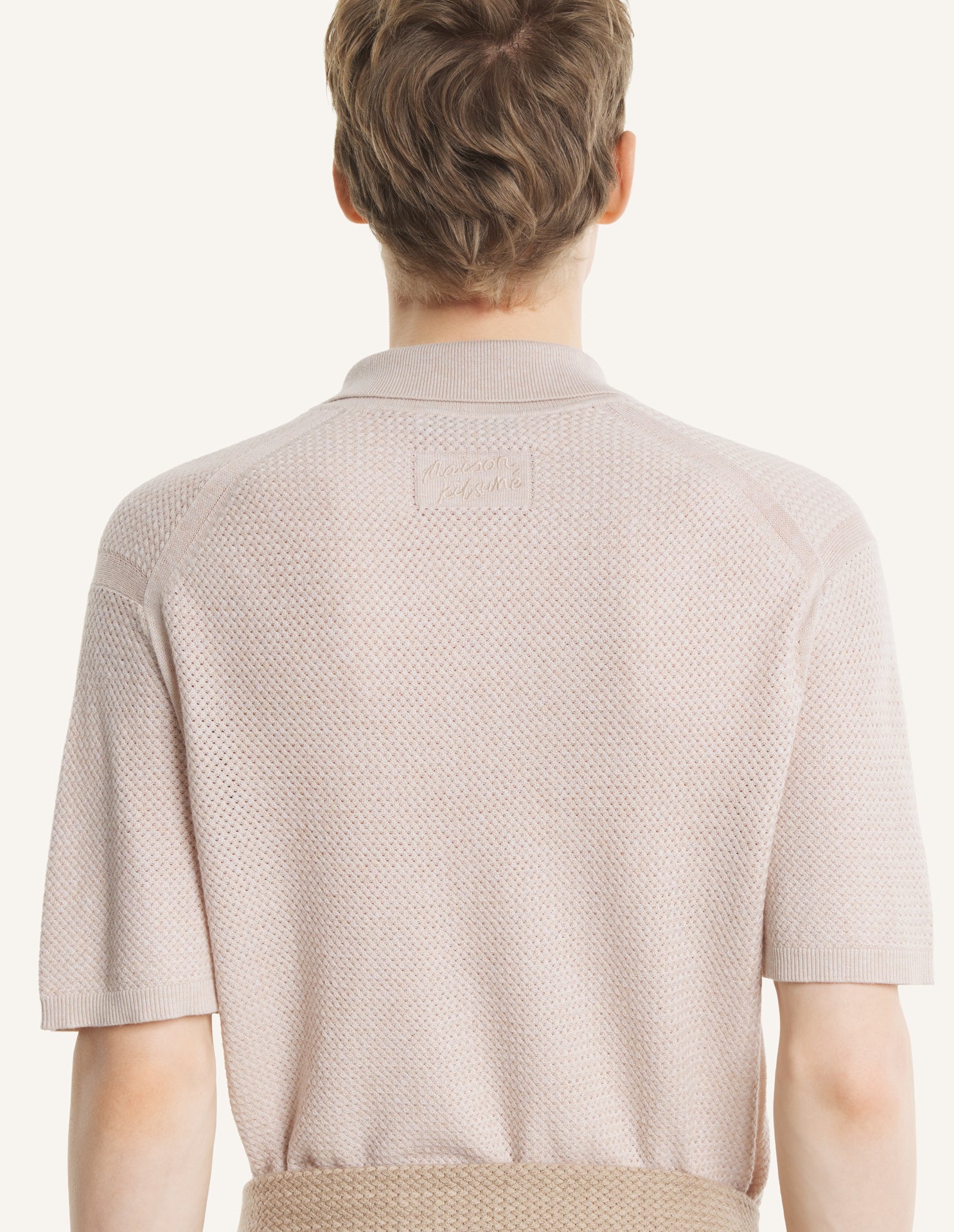 TEXTURED MERINO COTTON SHORT SLEEVE POLO