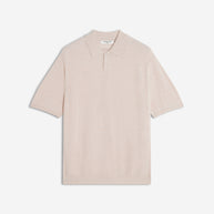 TEXTURED MERINO COTTON SHORT SLEEVE POLO
