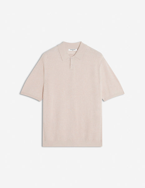 TEXTURED MERINO COTTON SHORT SLEEVE POLO