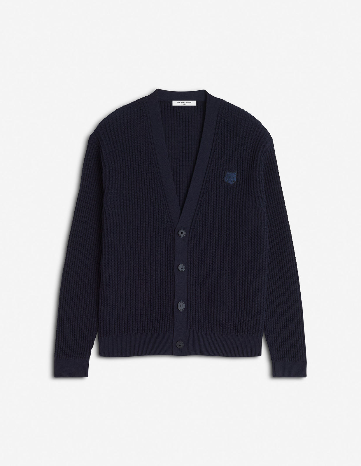 FOX HEAD COTTON RIBBED CARDIGAN
