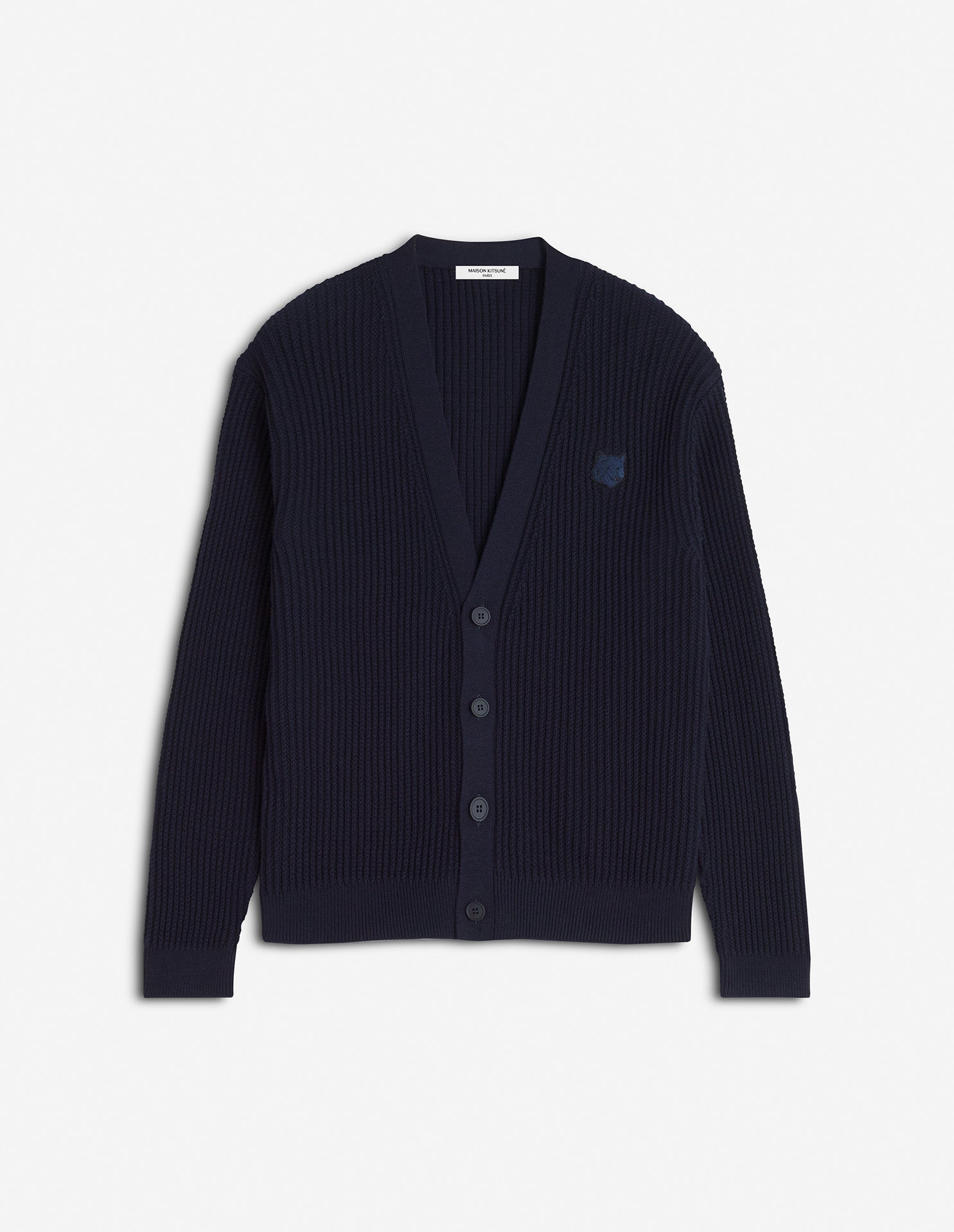 FOX HEAD COTTON RIBBED CARDIGAN