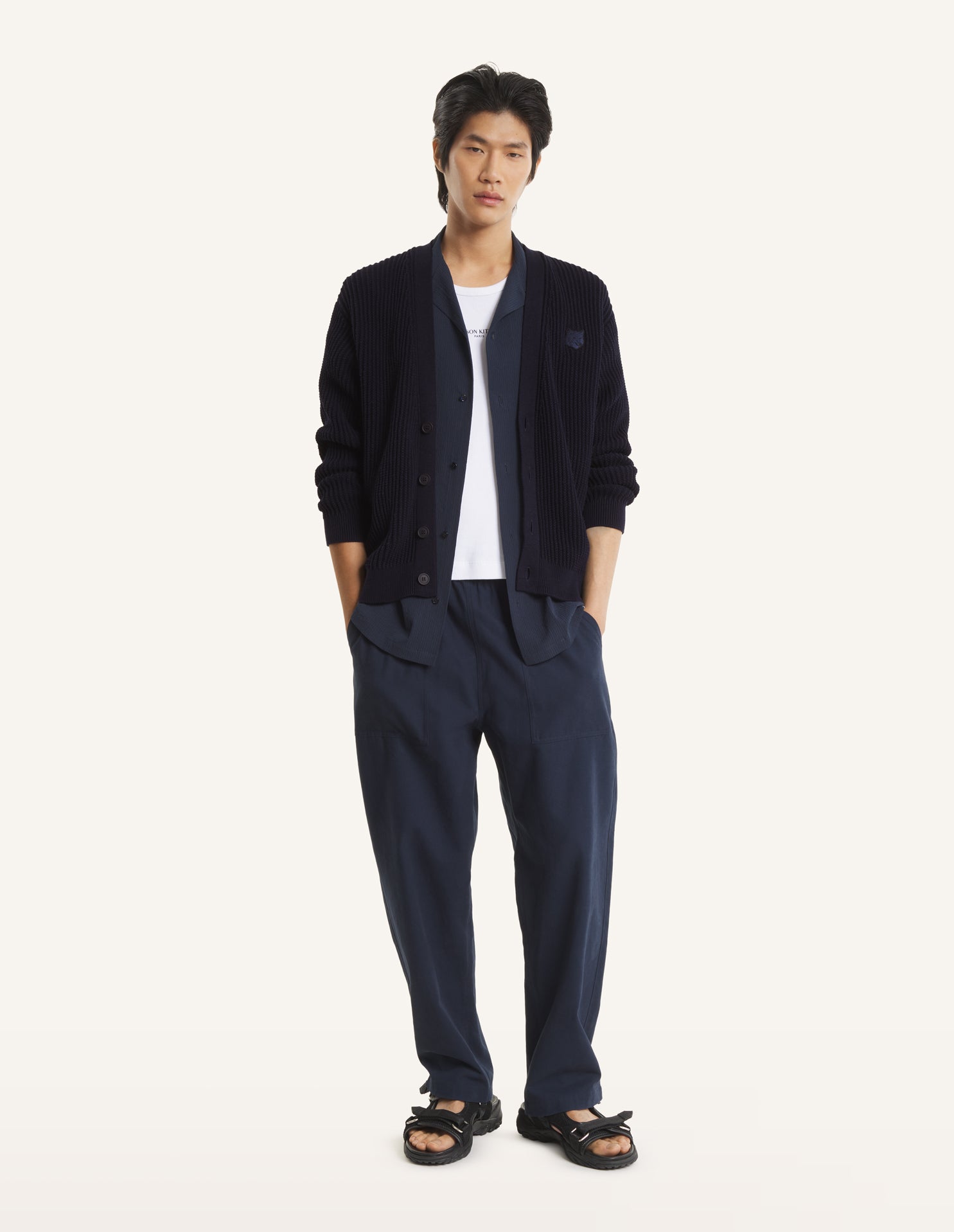 FOX HEAD COTTON RIBBED CARDIGAN