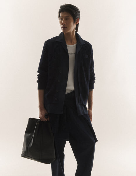 FOX HEAD COTTON RIBBED CARDIGAN