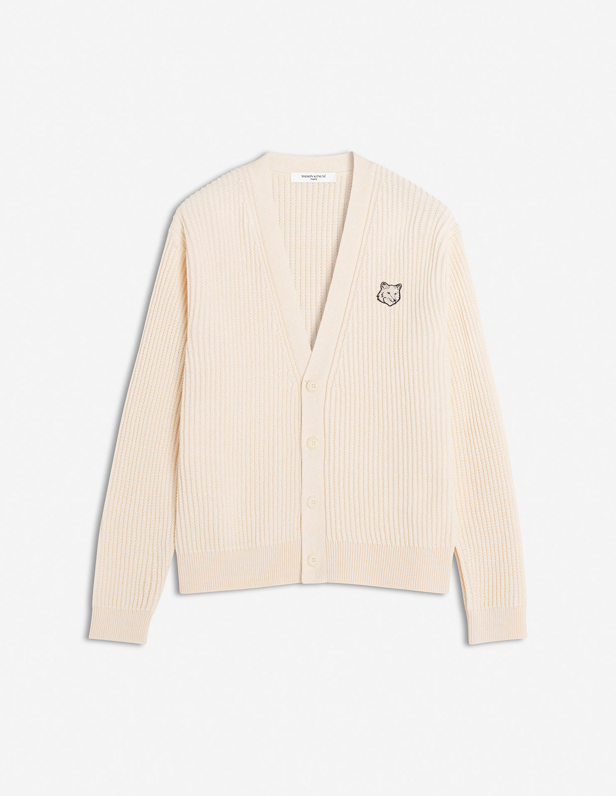 FOX HEAD COTTON RIBBED CARDIGAN