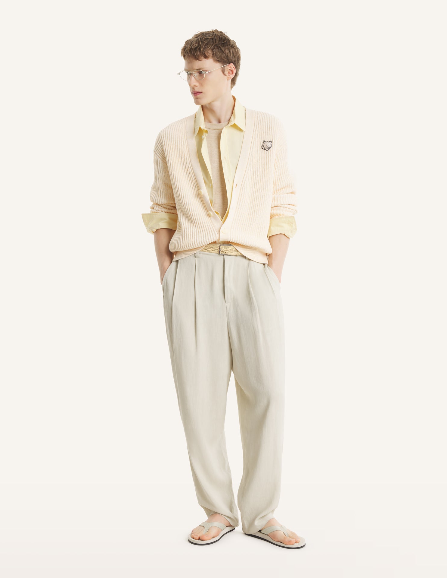 FOX HEAD COTTON RIBBED CARDIGAN
