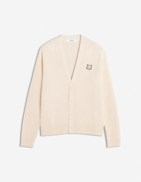 FOX HEAD COTTON RIBBED CARDIGAN
