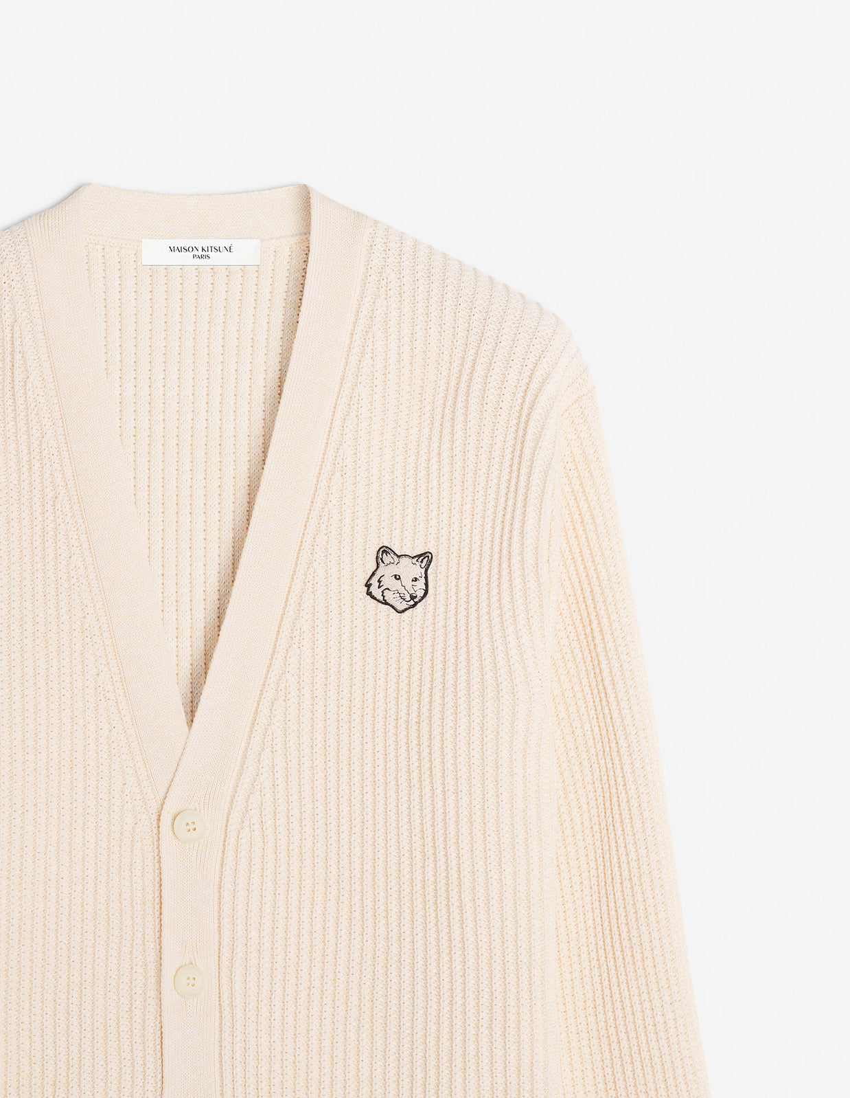 FOX HEAD COTTON RIBBED CARDIGAN