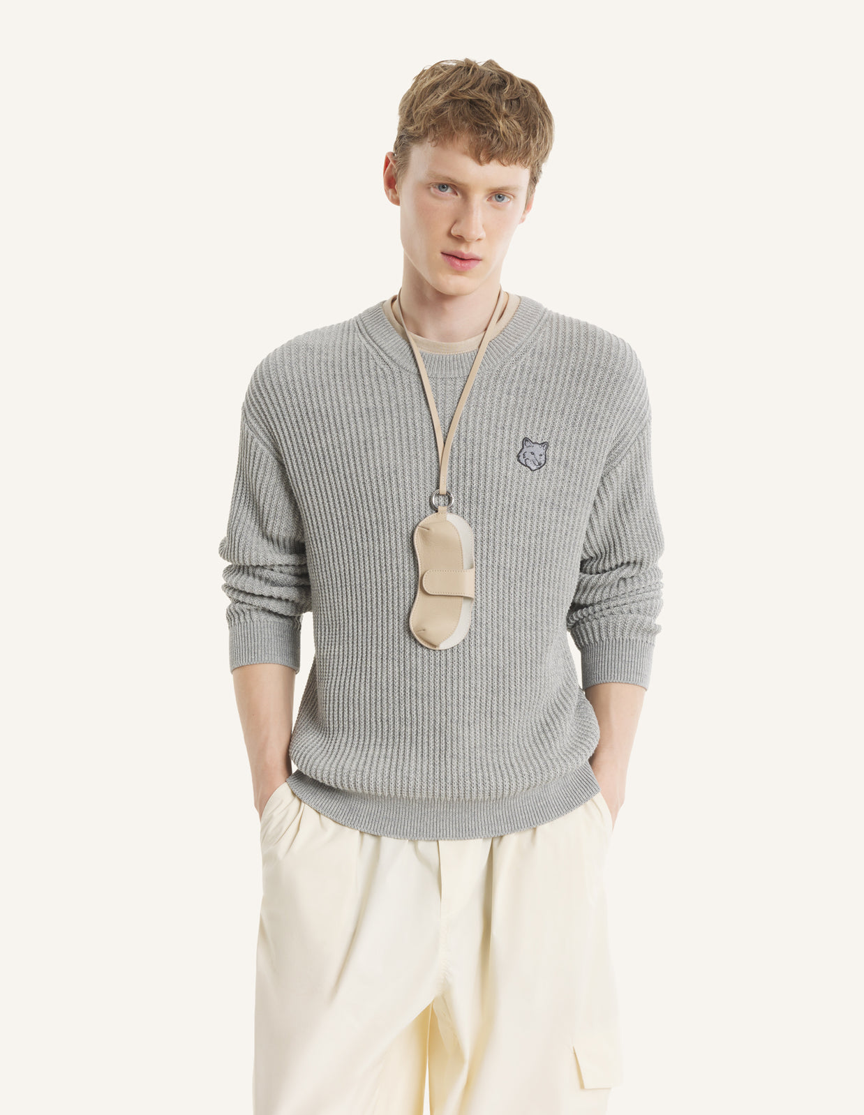 FOX HEAD COTTON RIBBED JUMPER
