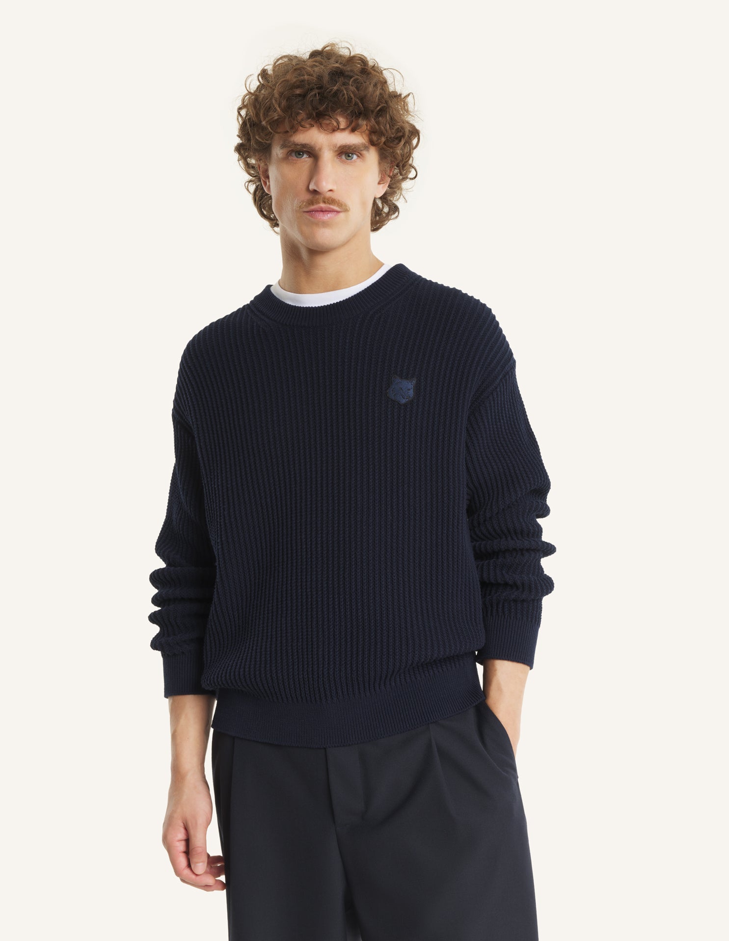 FOX HEAD COTTON RIBBED JUMPER
