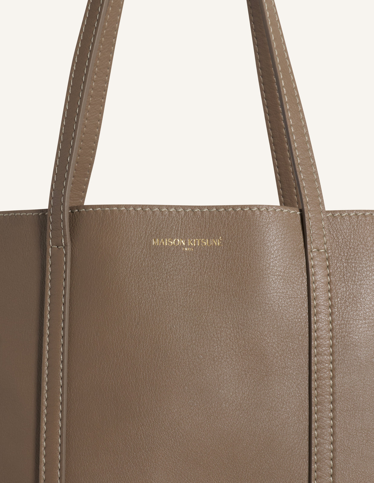 MAISON KITSUNE PARIS LEATHER TOTE