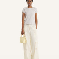 CONTRASTED RIB FITTED TEE-SHIRT