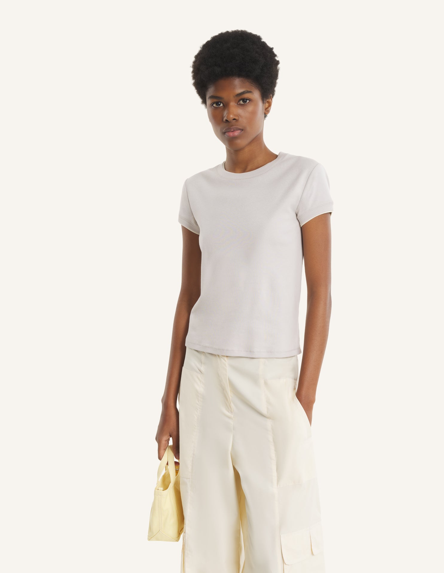 CONTRASTED RIB FITTED TEE-SHIRT