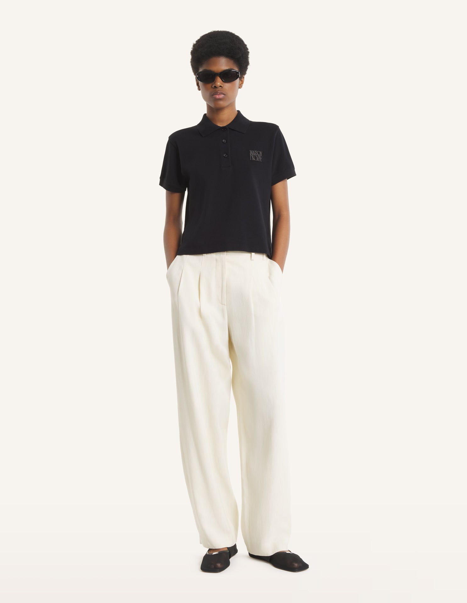 MAISON KITSUNÉ STAMP CROPPED POLO
