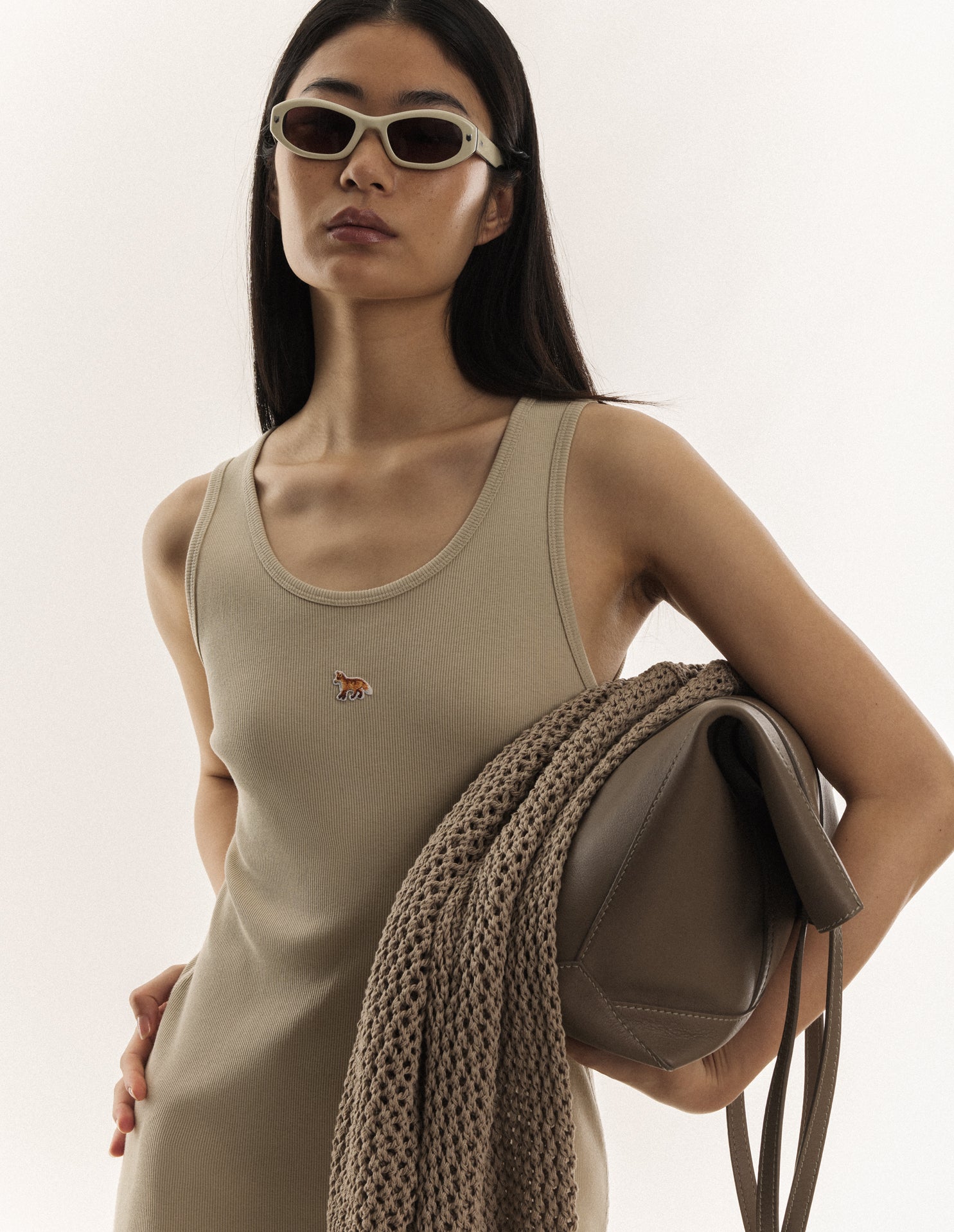 NATURAL BABY FOX RIBBED TANK DRESS