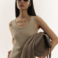NATURAL BABY FOX RIBBED TANK DRESS