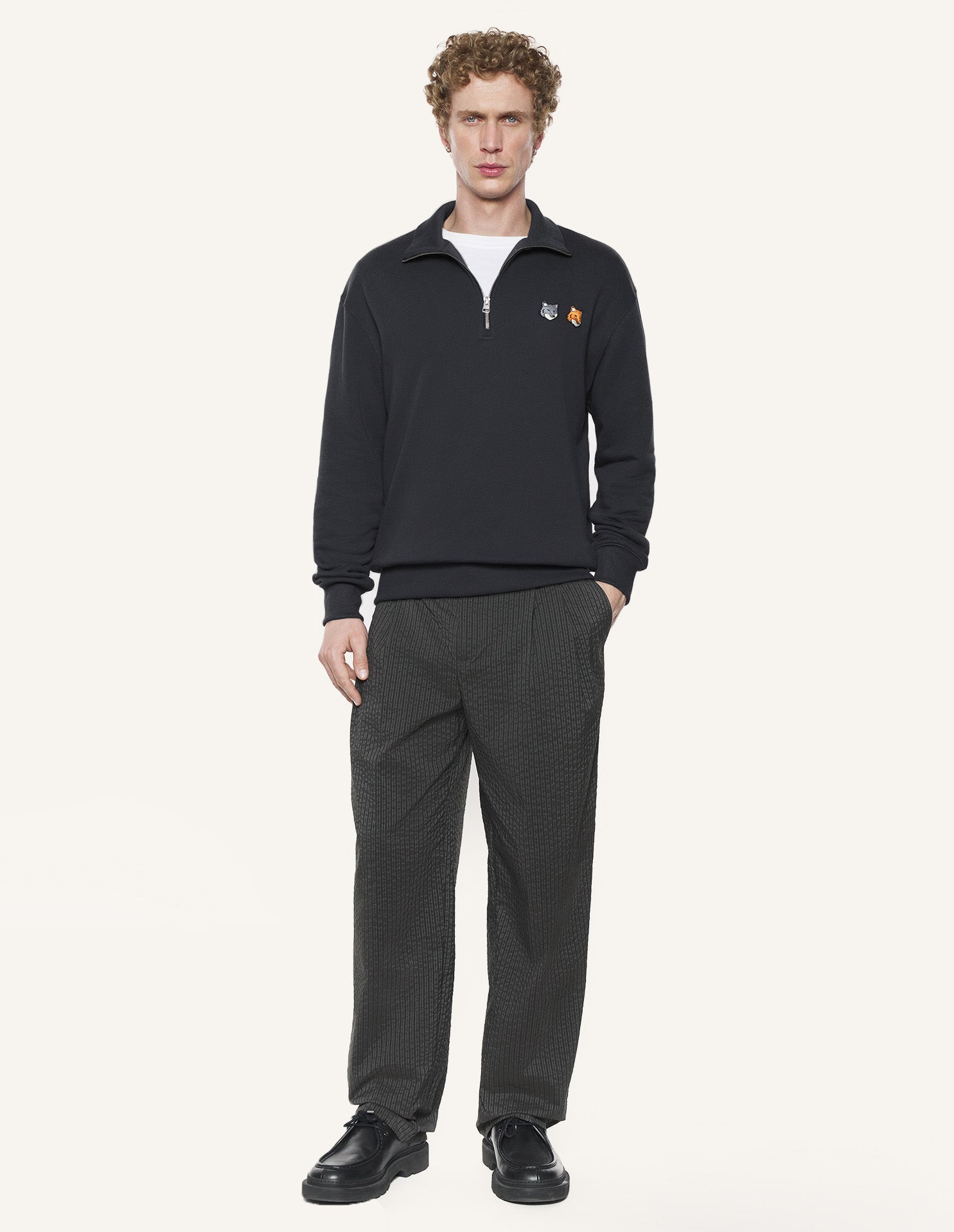 DOUBLE FOX HEAD HALF ZIP COMFORT SWEATSHIRT