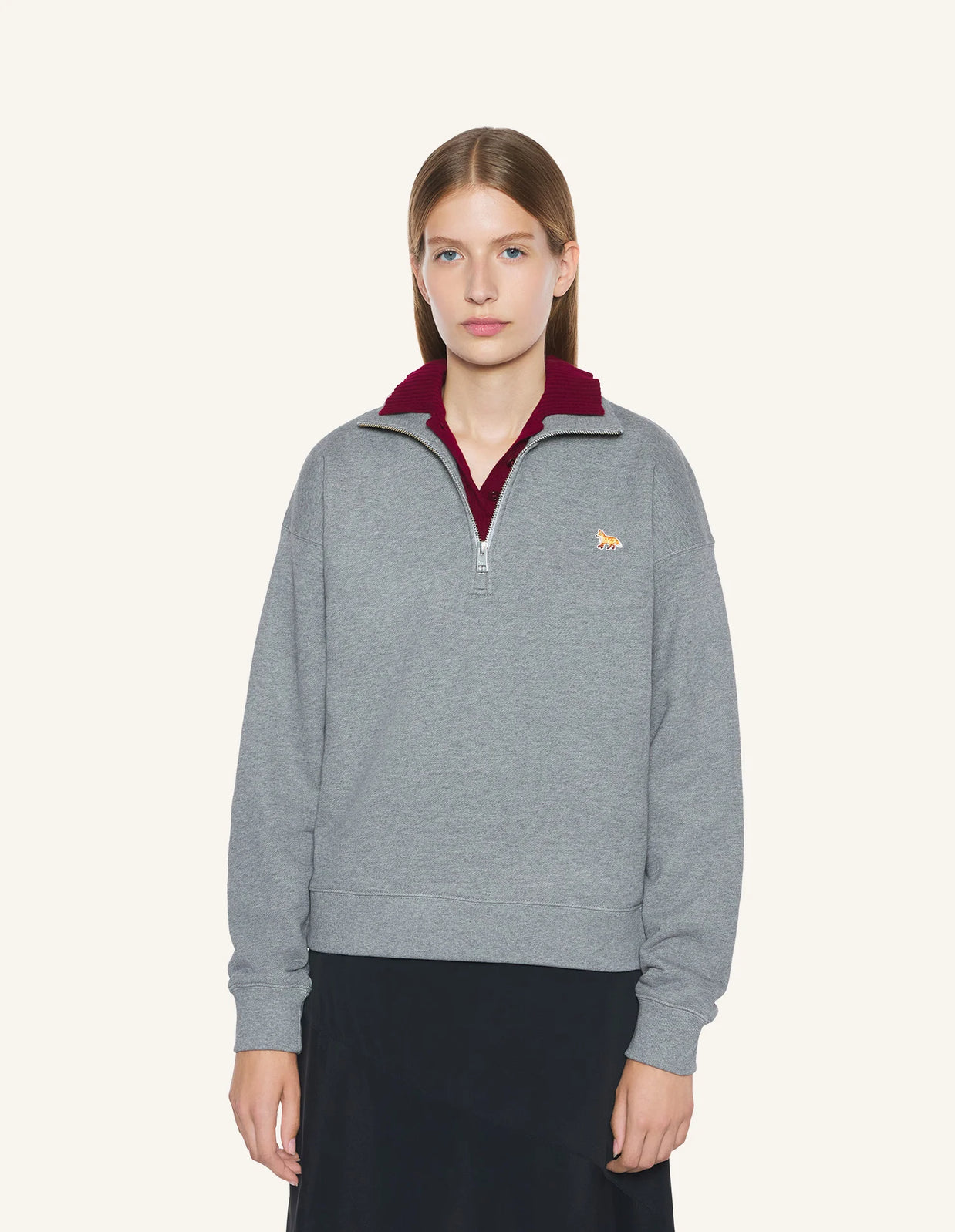 BABY FOX HALF ZIPPED SWEATSHIRT